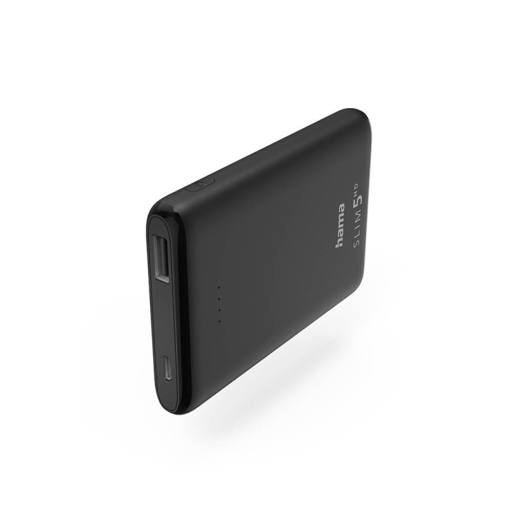 Hama Powerbank Slim 5000mAh Sort i gruppen SMARTPHONES & TABLETS / Opladere og kabler / Powerbanks hos TP E-commerce Nordic AB (C25745)