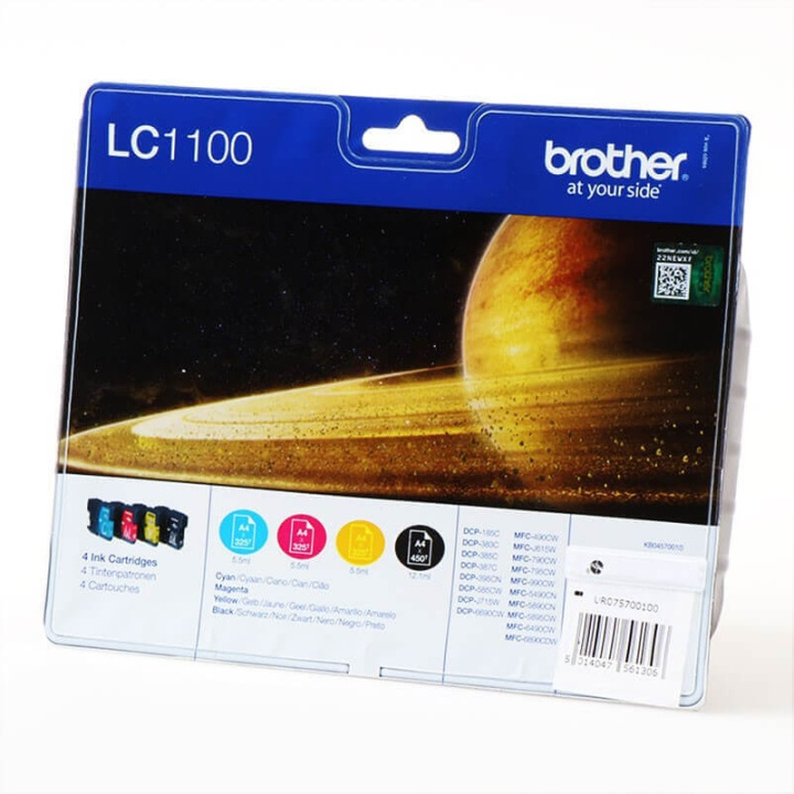 Brother Blæk Multipak LC1100VALBPDR Standard Kapacitet Sort Cyan Magenta Gul i gruppen COMPUTERTILBEHØR / Printere og tilbehør / Blæk og toner / Toner / Brother hos TP E-commerce Nordic AB (C26017)