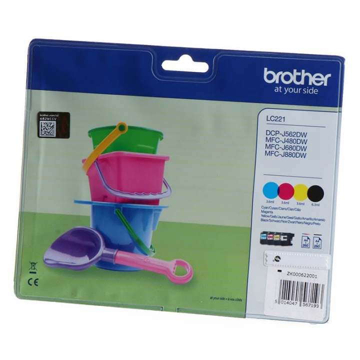 Brother Blæk Multipak LC221VALBPDR LC-221 Sort Cyan Magenta Gul i gruppen COMPUTERTILBEHØR / Printere og tilbehør / Blæk og toner / Toner / Brother hos TP E-commerce Nordic AB (C26064)