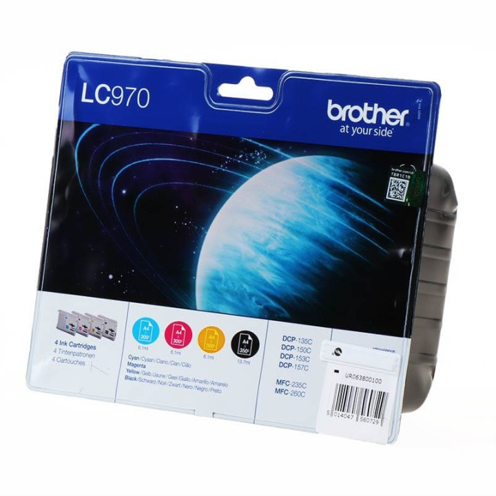 Brother Blæk Multipak LC970VALBPDR LC-970 Sort Cyan Magenta Gul i gruppen COMPUTERTILBEHØR / Printere og tilbehør / Blæk og toner / Toner / Brother hos TP E-commerce Nordic AB (C26133)