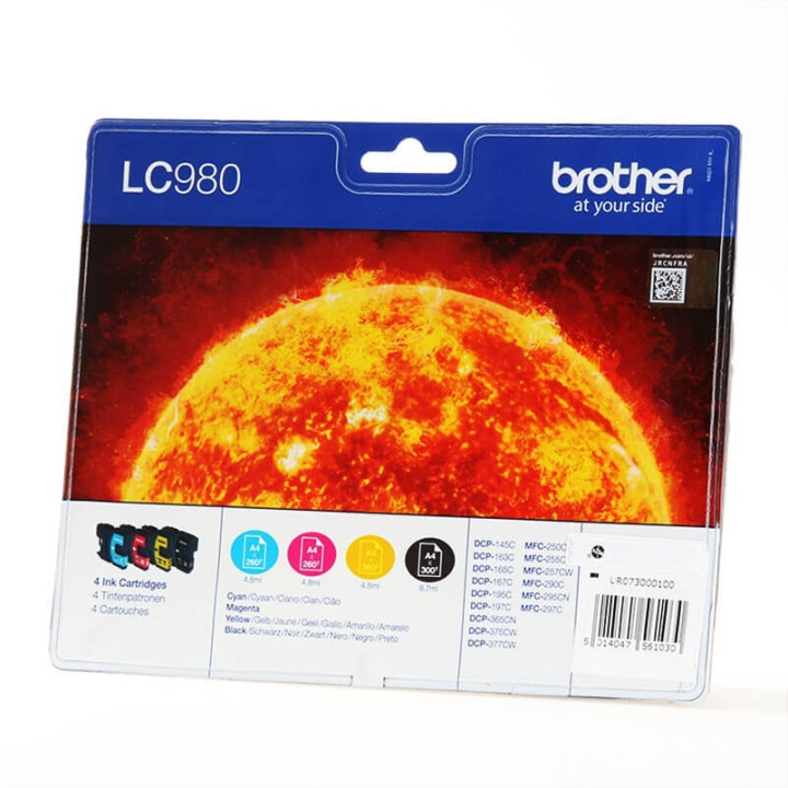 Brother Blæk Multipak LC980VALBPDR LC-980 Sort Cyan Magenta Gul i gruppen COMPUTERTILBEHØR / Printere og tilbehør / Blæk og toner / Toner / Brother hos TP E-commerce Nordic AB (C26138)