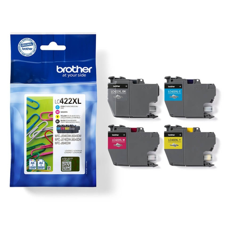 Brother Blæk Multipak LC422XLVAL LC-422 Sort Cyan Magenta Gul i gruppen COMPUTERTILBEHØR / Printere og tilbehør / Blæk og toner / Toner / Brother hos TP E-commerce Nordic AB (C26175)