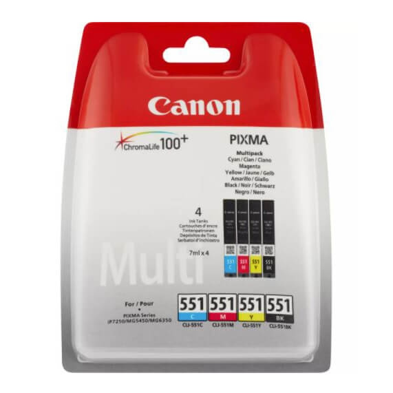 Canon Blæk Multipak 6509B009 CLI-551 Sort Cyan Magenta Gul i gruppen COMPUTERTILBEHØR / Printere og tilbehør / Blæk og toner / Toner / Canon hos TP E-commerce Nordic AB (C26316)