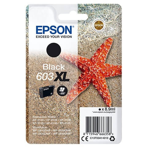 EPSON Blæk C13T03A14010 603XL Starfish Sort i gruppen COMPUTERTILBEHØR / Printere og tilbehør / Blæk og toner / Blækpatroner / Epson hos TP E-commerce Nordic AB (C26690)