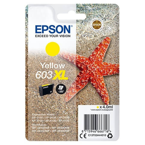 EPSON Blæk C13T03A44010 603XL Starfish Gul i gruppen COMPUTERTILBEHØR / Printere og tilbehør / Blæk og toner / Blækpatroner / Epson hos TP E-commerce Nordic AB (C26693)