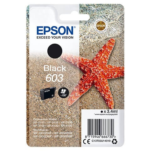 EPSON Blæk C13T03U14010 603 Starfish Sort i gruppen COMPUTERTILBEHØR / Printere og tilbehør / Blæk og toner / Blækpatroner / Epson hos TP E-commerce Nordic AB (C26700)