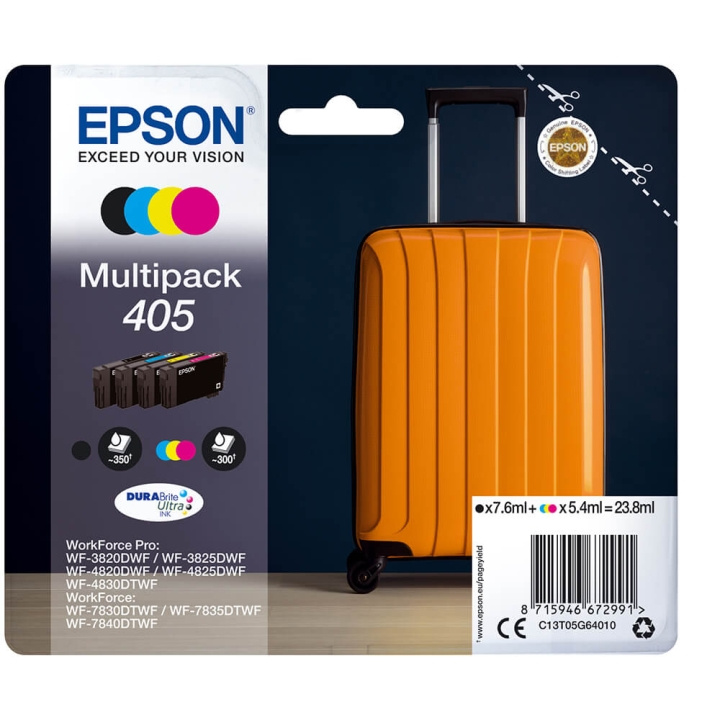 EPSON Blæk Multipak C13T05G64010 405 Suitcase Sort Cyan Magenta Gul i gruppen COMPUTERTILBEHØR / Printere og tilbehør / Blæk og toner / Blækpatroner / Epson hos TP E-commerce Nordic AB (C26713)