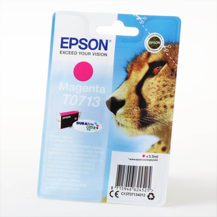 EPSON Blæk C13T07134012 T0713 Cheetah Magenta i gruppen COMPUTERTILBEHØR / Printere og tilbehør / Blæk og toner / Blækpatroner / Epson hos TP E-commerce Nordic AB (C26742)