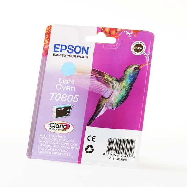 EPSON Blæk C13T08054011 T0805 Hummingbird Lys Cyan i gruppen COMPUTERTILBEHØR / Printere og tilbehør / Blæk og toner / Blækpatroner / Epson hos TP E-commerce Nordic AB (C26746)