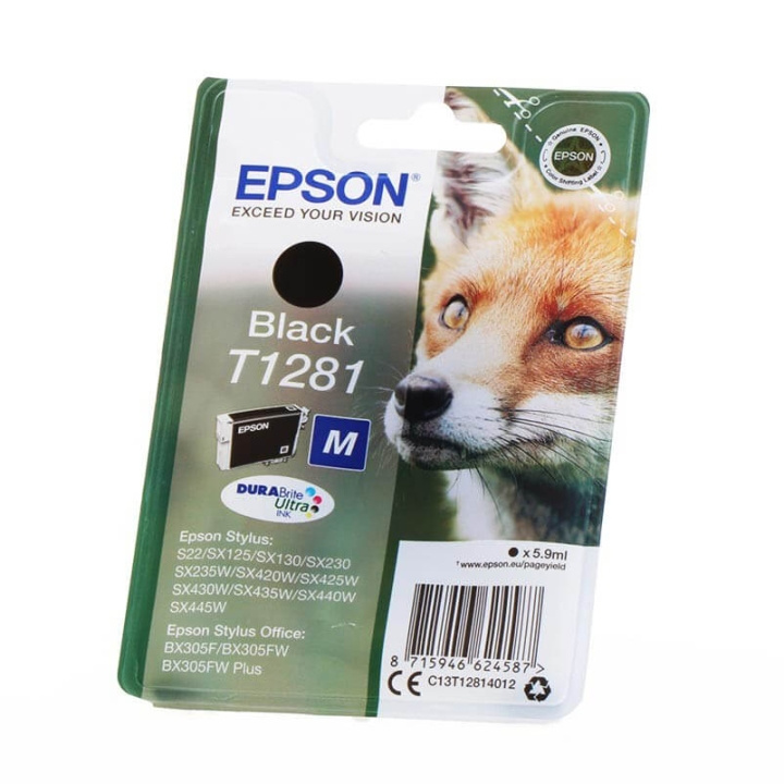 EPSON Blæk C13T12814012 T1281 Fox Sort i gruppen COMPUTERTILBEHØR / Printere og tilbehør / Blæk og toner / Blækpatroner / Epson hos TP E-commerce Nordic AB (C26748)