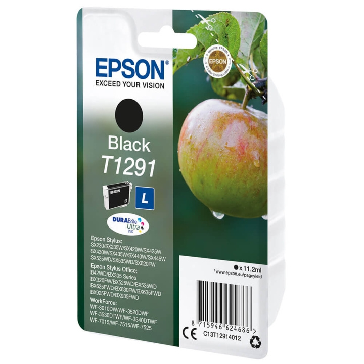 EPSON Blæk C13T12914012 T1291 Sort i gruppen COMPUTERTILBEHØR / Printere og tilbehør / Blæk og toner / Blækpatroner / Epson hos TP E-commerce Nordic AB (C26753)