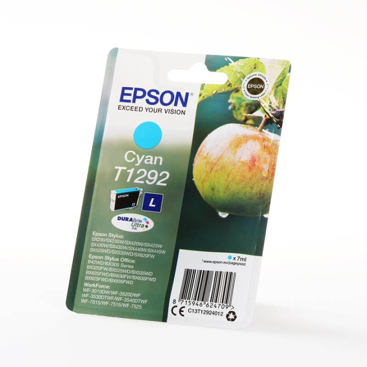 EPSON Blæk C13T12924012 T1292 Apple Cyan i gruppen COMPUTERTILBEHØR / Printere og tilbehør / Blæk og toner / Blækpatroner / Epson hos TP E-commerce Nordic AB (C26754)