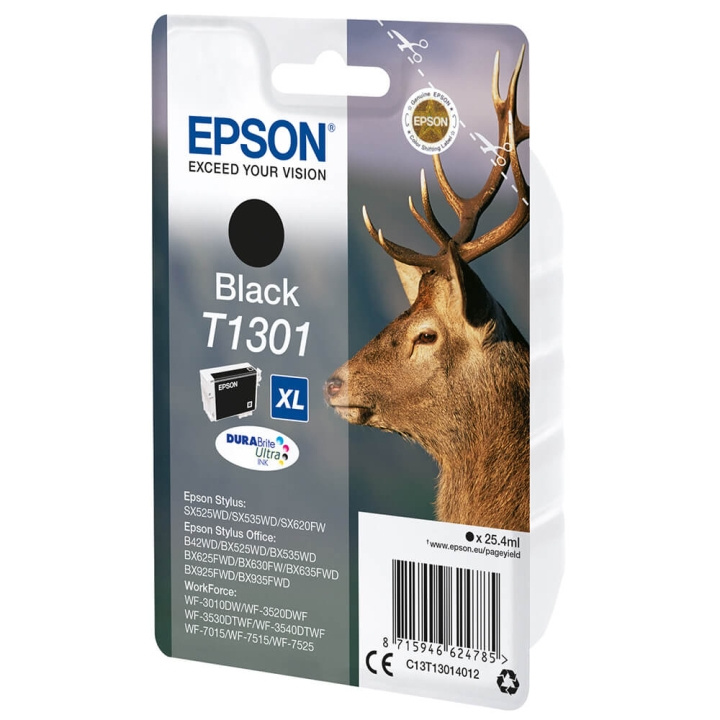 EPSON Blæk C13T13014012 T1301 Sort i gruppen COMPUTERTILBEHØR / Printere og tilbehør / Blæk og toner / Blækpatroner / Epson hos TP E-commerce Nordic AB (C26758)