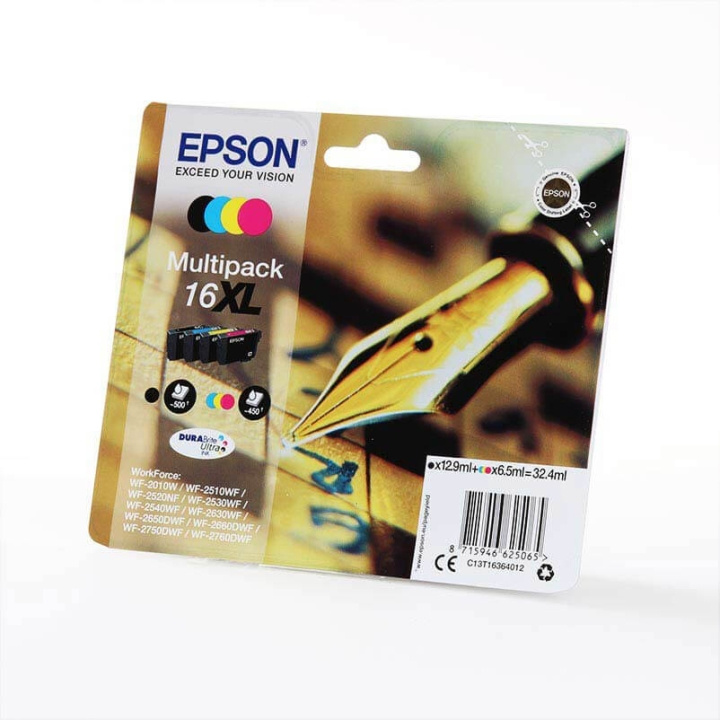 EPSON Blæk Multipak C13T16364012 16XL Sort Cyan Magenta Gul i gruppen COMPUTERTILBEHØR / Printere og tilbehør / Blæk og toner / Blækpatroner / Epson hos TP E-commerce Nordic AB (C26772)