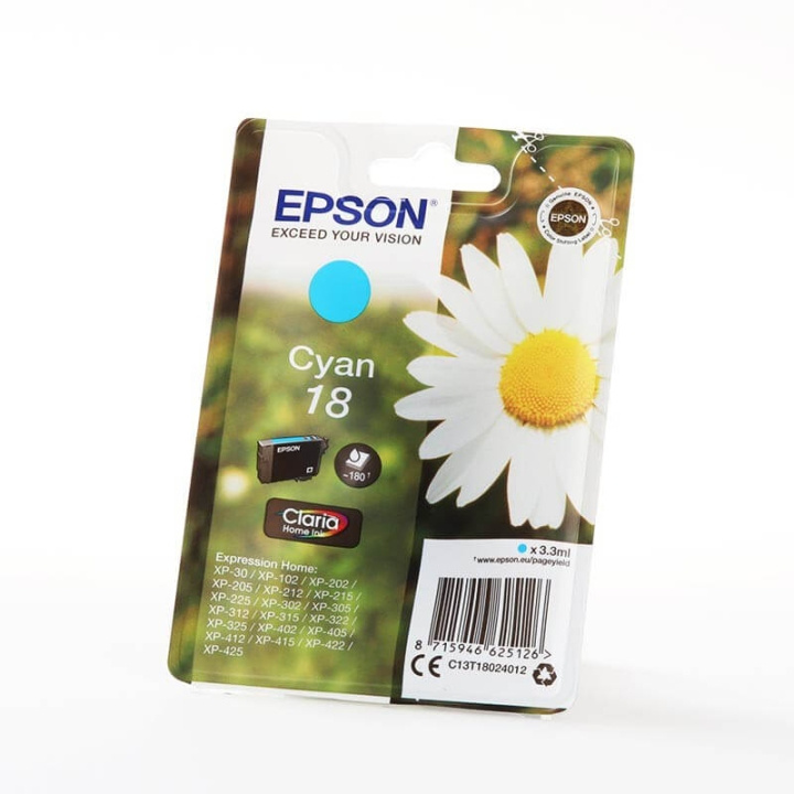 EPSON Blæk C13T18024012 18 Daisy Cyan i gruppen COMPUTERTILBEHØR / Printere og tilbehør / Blæk og toner / Blækpatroner / Epson hos TP E-commerce Nordic AB (C26775)