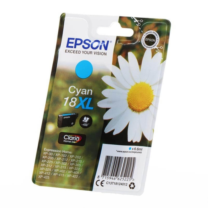 EPSON Blæk C13T18124012 18XL Daisy Cyan i gruppen COMPUTERTILBEHØR / Printere og tilbehør / Blæk og toner / Blækpatroner / Epson hos TP E-commerce Nordic AB (C26779)