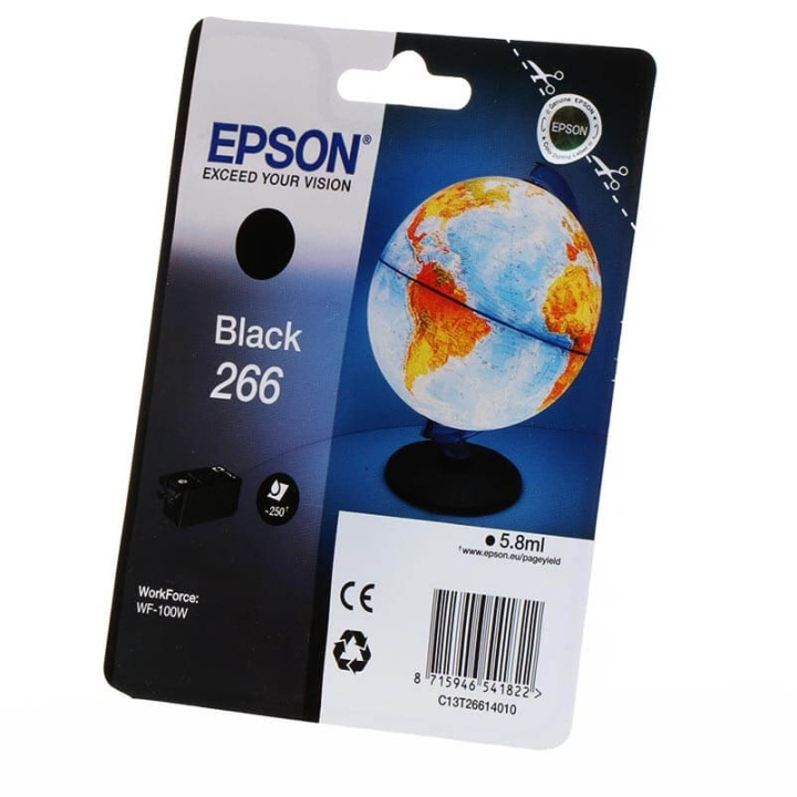 EPSON Blæk C13T26614010 266 Globe Sort i gruppen COMPUTERTILBEHØR / Printere og tilbehør / Blæk og toner / Blækpatroner / Epson hos TP E-commerce Nordic AB (C26794)