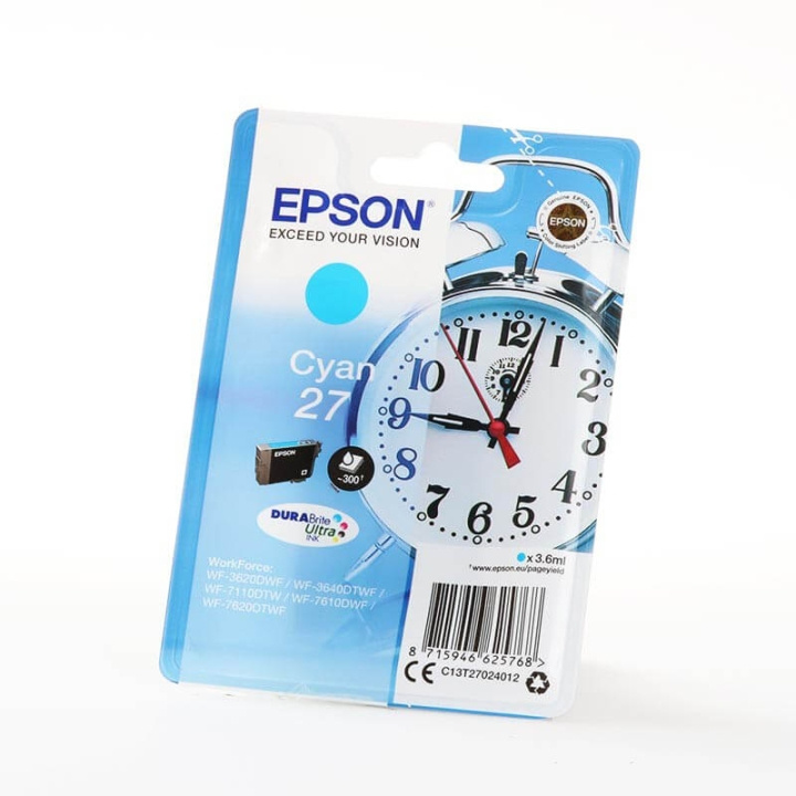 EPSON Blæk C13T27024012 27 Alarm Clock Cyan i gruppen COMPUTERTILBEHØR / Printere og tilbehør / Blæk og toner / Blækpatroner / Epson hos TP E-commerce Nordic AB (C26797)