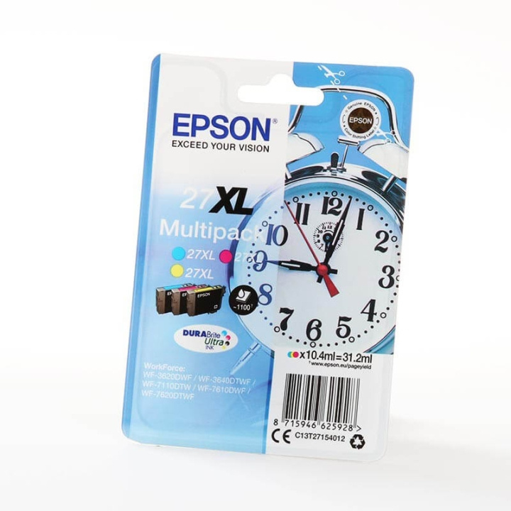 EPSON Bklæk C13T27154012 27XL Alarm Clock Farve Cyan Magenta Gul i gruppen COMPUTERTILBEHØR / Printere og tilbehør / Blæk og toner / Blækpatroner / Epson hos TP E-commerce Nordic AB (C26805)