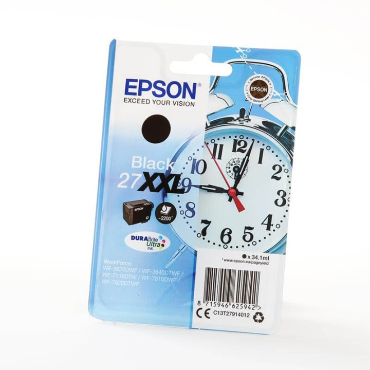 Epson Blæk C13T27914012 27XXL Black Alarm Clock Sort i gruppen COMPUTERTILBEHØR / Printere og tilbehør / Blæk og toner / Blækpatroner / Epson hos TP E-commerce Nordic AB (C26806)