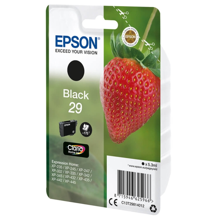 EPSON Blæk C13T29814012 29 Strawberry Sort i gruppen COMPUTERTILBEHØR / Printere og tilbehør / Blæk og toner / Blækpatroner / Epson hos TP E-commerce Nordic AB (C26807)