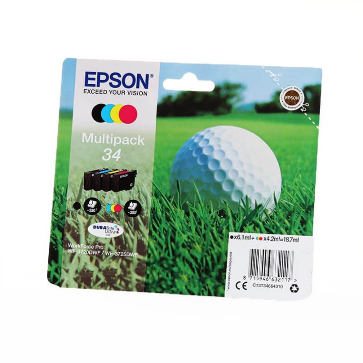 EPSON Blæk Multipak C13T34664010 34 Golf Ball Sort Cyan Magenta Gul i gruppen COMPUTERTILBEHØR / Printere og tilbehør / Blæk og toner / Blækpatroner / Epson hos TP E-commerce Nordic AB (C26829)