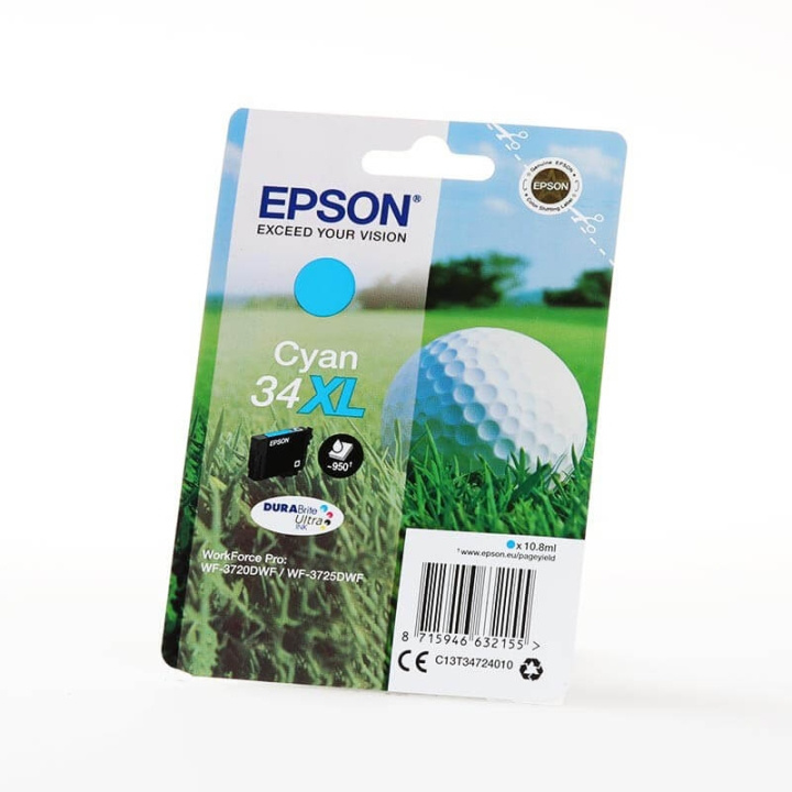 EPSON Blæk C13T34724010 34XL Golf Ball Cyan i gruppen COMPUTERTILBEHØR / Printere og tilbehør / Blæk og toner / Blækpatroner / Epson hos TP E-commerce Nordic AB (C26831)