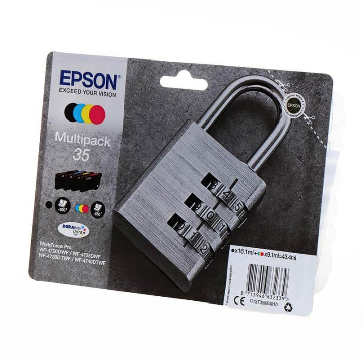 EPSON Blæk Multipak C13T35864010 35 Padlock Sort Cyan Magenta Gul i gruppen COMPUTERTILBEHØR / Printere og tilbehør / Blæk og toner / Blækpatroner / Epson hos TP E-commerce Nordic AB (C26836)