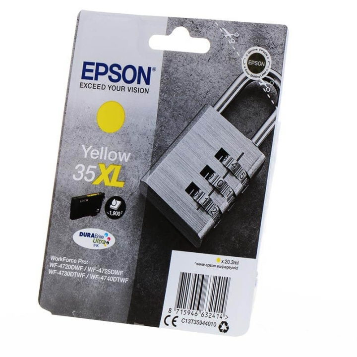 EPSON Blæk C13T35944010 35XL Padlock Gul i gruppen COMPUTERTILBEHØR / Printere og tilbehør / Blæk og toner / Blækpatroner / Epson hos TP E-commerce Nordic AB (C26840)