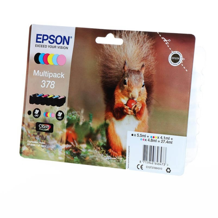 EPSON Blæk Multipak Squirrel C13T37884010 378 BK/C/M/Y/LC/LM i gruppen COMPUTERTILBEHØR / Printere og tilbehør / Blæk og toner / Blækpatroner / Epson hos TP E-commerce Nordic AB (C26842)