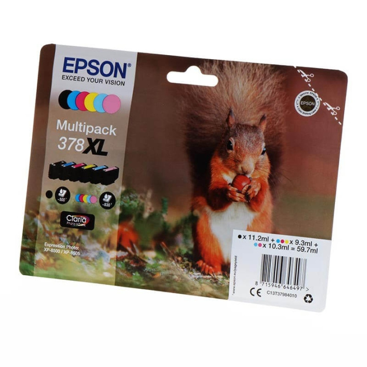 EPSON Blæk Multipak Squirrel C13T37984010 378XL BK/C/M/Y/LC/LM i gruppen COMPUTERTILBEHØR / Printere og tilbehør / Blæk og toner / Blækpatroner / Epson hos TP E-commerce Nordic AB (C26844)