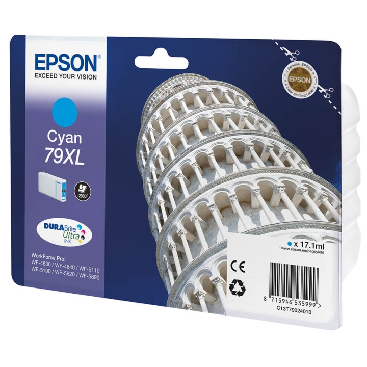 EPSON Blæk C13T79024010 79XL Tower of Pisa Cyan i gruppen COMPUTERTILBEHØR / Printere og tilbehør / Blæk og toner / Blækpatroner / Epson hos TP E-commerce Nordic AB (C26870)