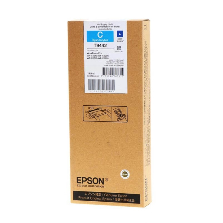 EPSON Blæk C13T944240 T9442 Cyan i gruppen COMPUTERTILBEHØR / Printere og tilbehør / Blæk og toner / Blækpatroner / Epson hos TP E-commerce Nordic AB (C26881)