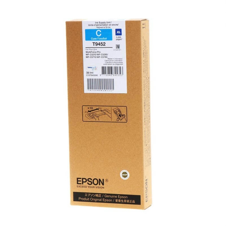 EPSON Blæk C13T945240 T9452 XL Cyan i gruppen COMPUTERTILBEHØR / Printere og tilbehør / Blæk og toner / Blækpatroner / Epson hos TP E-commerce Nordic AB (C26885)