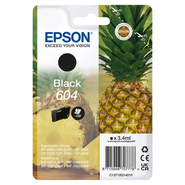 EPSON Blæk C13T10G14010 604 Sort Ananas i gruppen COMPUTERTILBEHØR / Printere og tilbehør / Blæk og toner / Blækpatroner / Epson hos TP E-commerce Nordic AB (C26916)