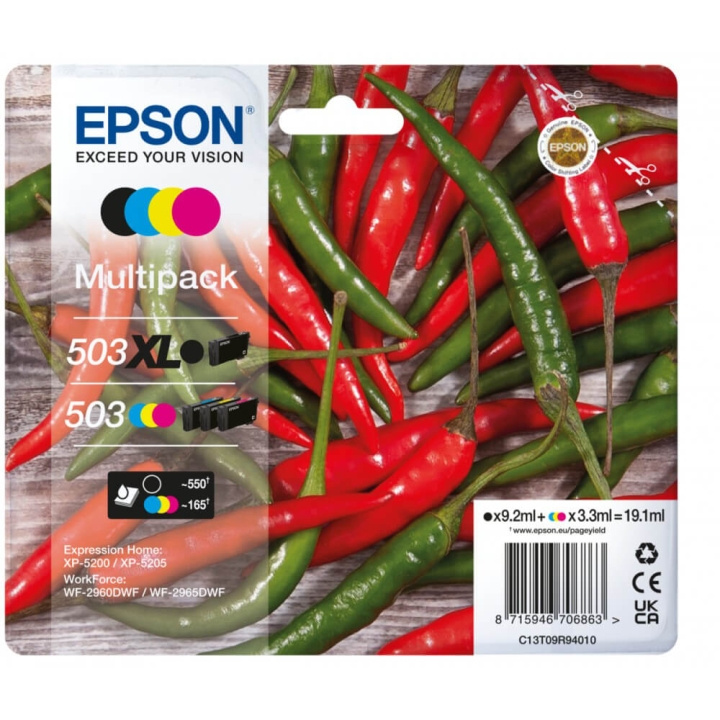 EPSON Blæk C13T09R94010 503XL/503 Multipack, Chili i gruppen COMPUTERTILBEHØR / Printere og tilbehør / Blæk og toner / Blækpatroner / Epson hos TP E-commerce Nordic AB (C26942)