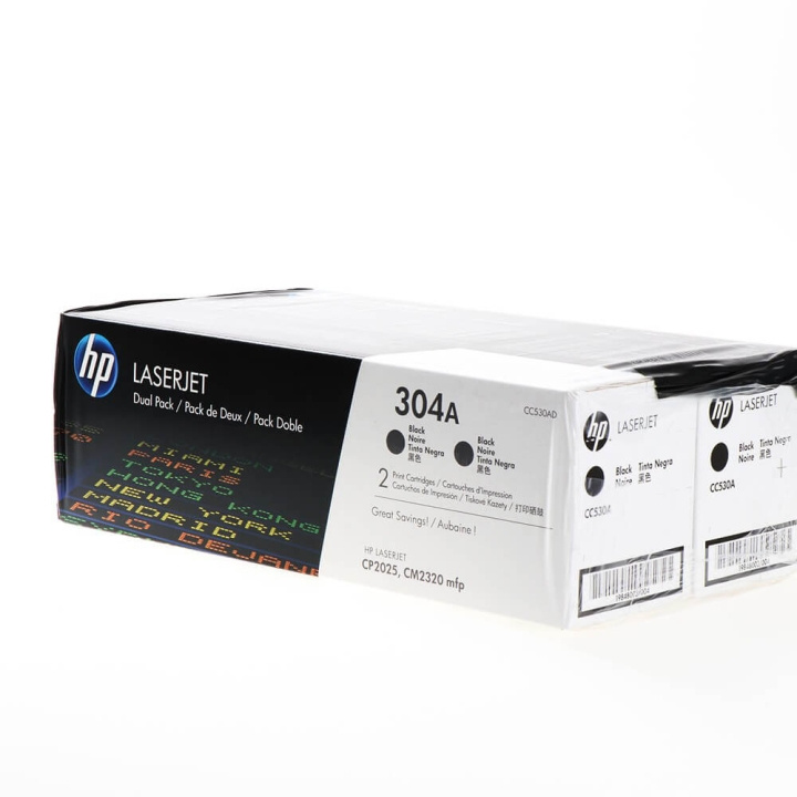 HP Toner CC530AD 304A 2-pak Sort i gruppen COMPUTERTILBEHØR / Printere og tilbehør / Blæk og toner / Toner / HP hos TP E-commerce Nordic AB (C27095)