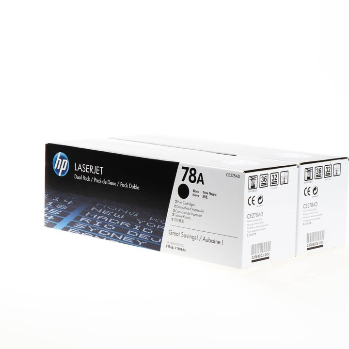 HP Toner CE278AD 78A Sort 2-pack i gruppen COMPUTERTILBEHØR / Printere og tilbehør / Blæk og toner / Toner / HP hos TP E-commerce Nordic AB (C27122)