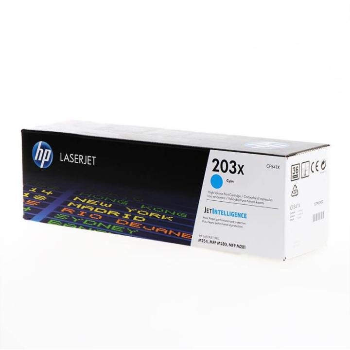 HP Toner CF541X 203X Cyan i gruppen COMPUTERTILBEHØR / Printere og tilbehør / Blæk og toner / Toner / HP hos TP E-commerce Nordic AB (C27280)