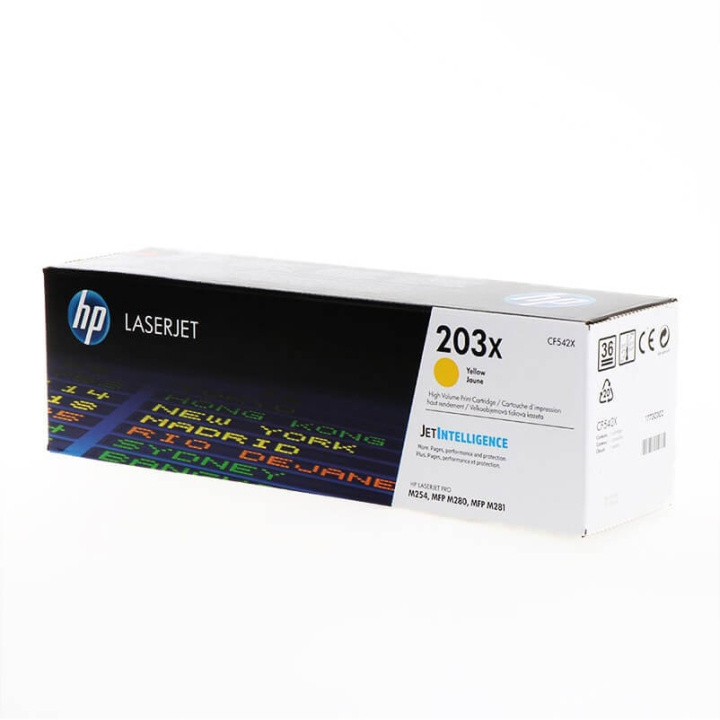 HP Toner CF542X 203X Gul i gruppen COMPUTERTILBEHØR / Printere og tilbehør / Blæk og toner / Toner / HP hos TP E-commerce Nordic AB (C27282)