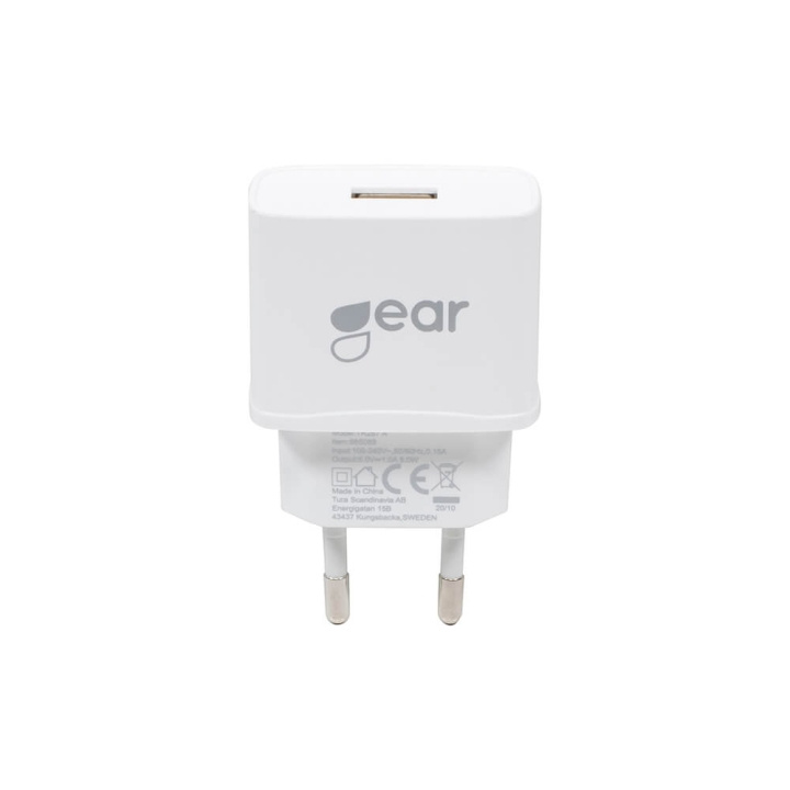 GEAR Lader 220V 1xUSB 1A Hvid i gruppen SMARTPHONES & TABLETS / Opladere og kabler / Adaptere hos TP E-commerce Nordic AB (C28613)