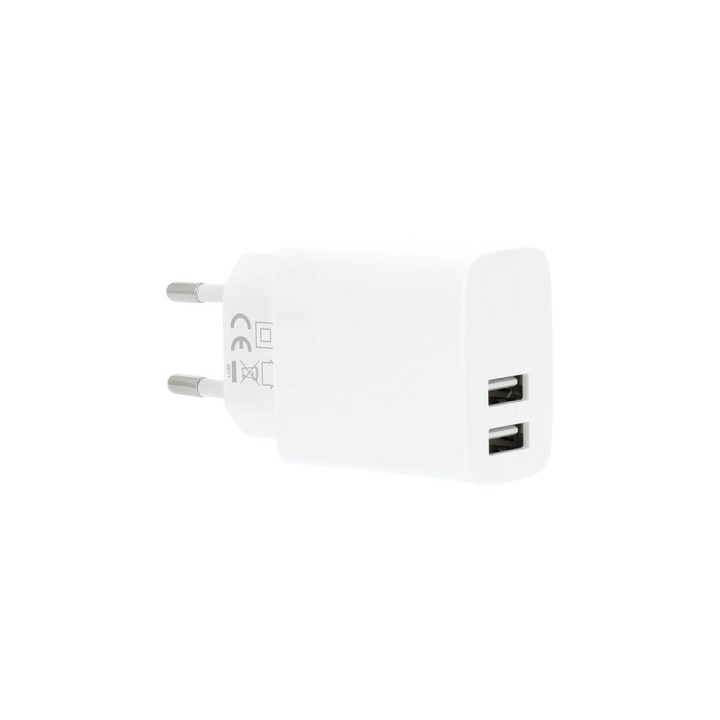 Gear Lader 220V 2xUSB-A 3,4A Hvid i gruppen SMARTPHONES & TABLETS / Opladere og kabler / Vægoplader / Vægoplader USB hos TP E-commerce Nordic AB (C28636)