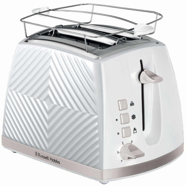 Russell Hobbs Brödrost Vit Groove 2S Toast 26391-56 i gruppen HJEM, HUS & HAVE / Husholdningsapparater / Brødristere & Sandwich Makers / Brødristere hos TP E-commerce Nordic AB (C28854)