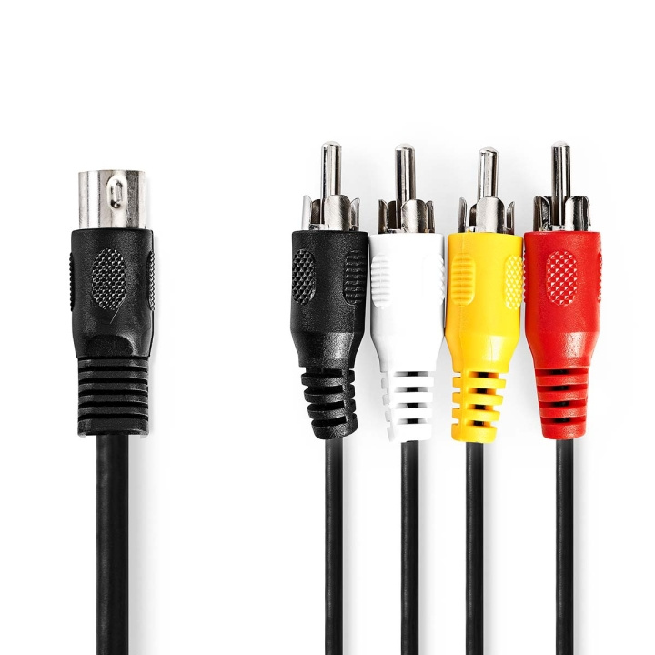 Nedis DIN Audio kabel | DIN 5-Pin Han | 4x RCA Hanstik | Nikkelplateret | 1.00 m | Runde | PVC | Sort | Label i gruppen HJEMMEELEKTRONIK / Kabler og adaptere / RCA / Kabler hos TP E-commerce Nordic AB (C29274)