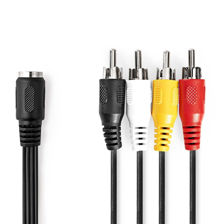 Nedis DIN Audio kabel | DIN 5-Pin Hunstik | 4x RCA Hanstik | Nikkelplateret | 0.20 m | Runde | PVC | Sort | Label i gruppen HJEMMEELEKTRONIK / Kabler og adaptere / RCA / Kabler hos TP E-commerce Nordic AB (C29276)