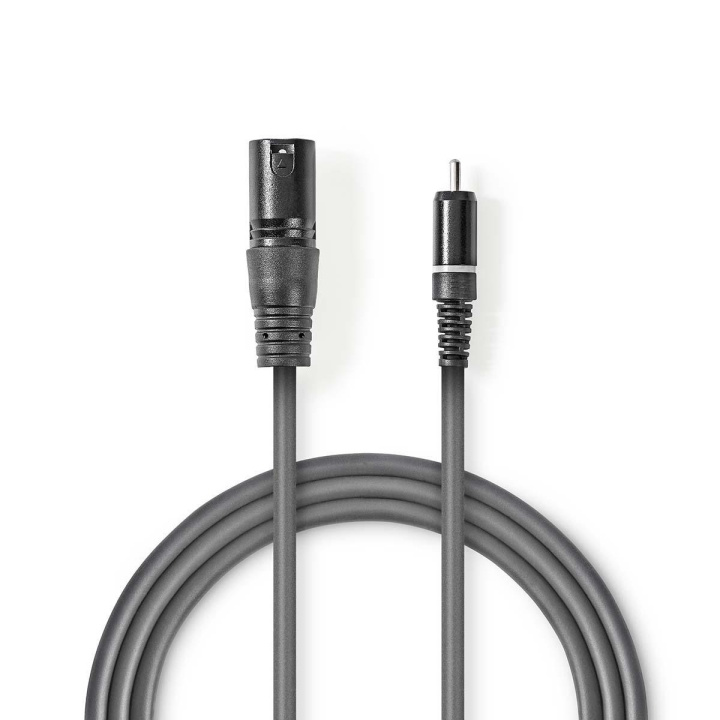 Nedis Ubalanceret Lydkabel | XLR 3-Pin Han | RCA Hanstik | Nikkelplateret | 1.50 m | Runde | PVC | Mørkegrå | Kartonhylster i gruppen HJEMMEELEKTRONIK / Kabler og adaptere / RCA / Kabler hos TP E-commerce Nordic AB (C29408)