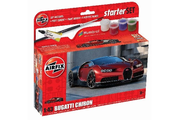 AIRFIX Small Starter Set 1:43 Bugatti Chiron, new i gruppen SPORT, FRITID & HOBBY / Hobby / Plastik modeller / Biler hos TP E-commerce Nordic AB (C29543)
