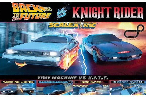 Scalextric Back to the Future vs Knight Rider 1980 Set 1:32 i gruppen LEGETØJ, BØRN & BABY / Radiostyrede / Bilbaner / Baner hos TP E-commerce Nordic AB (C29704)