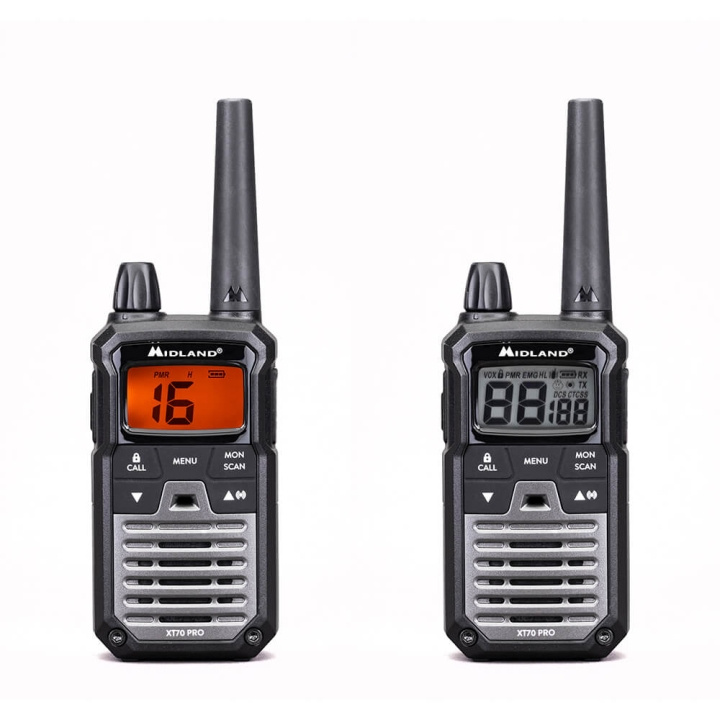 MIDLAND Walkie Talkie XT70 Pro Duo Sort/Mørkegrå i gruppen SPORT, FRITID & HOBBY / Friluftsliv / Walkie talkie hos TP E-commerce Nordic AB (C30405)