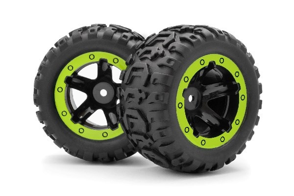 BLACKZON Slyder MT Wheels/Tires Assembled (Black/Green) i gruppen LEGETØJ, BØRN & BABY / Radiostyrede / Reservedele & Ekstra Tilbehør / Blackzon hos TP E-commerce Nordic AB (C30739)